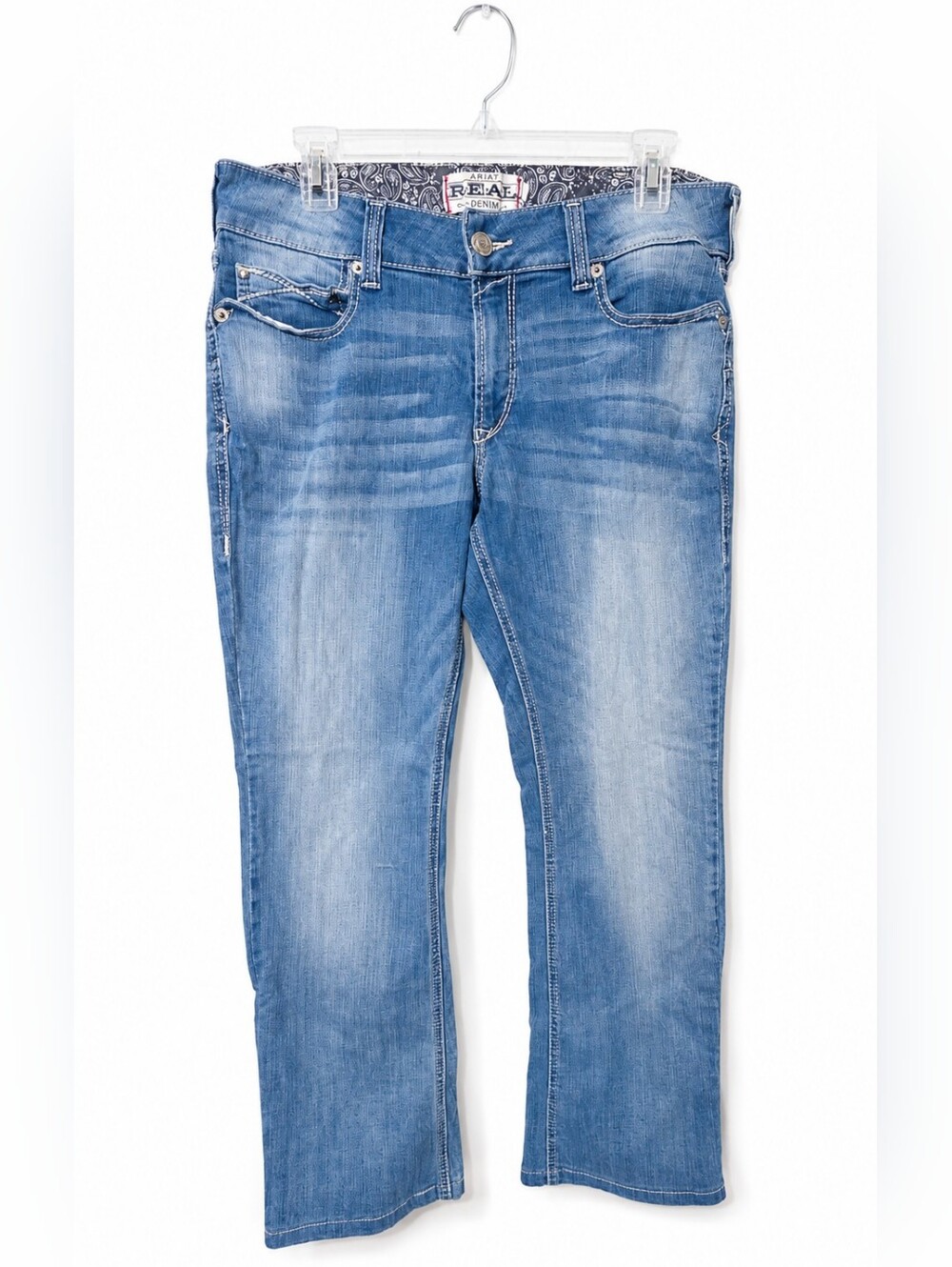 Ariat Blue Denim Jeans with Paisley Waistband
